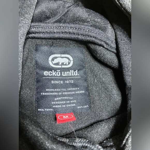 Ecko Unltd Hoodie Size M Adult Gray Embroidered Logo Rhino NWT MSRP $58 - Picture 6 of 7